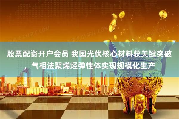 股票配资开户会员 我国光伏核心材料获关键突破，气相法聚烯烃弹性体实现规模化生产